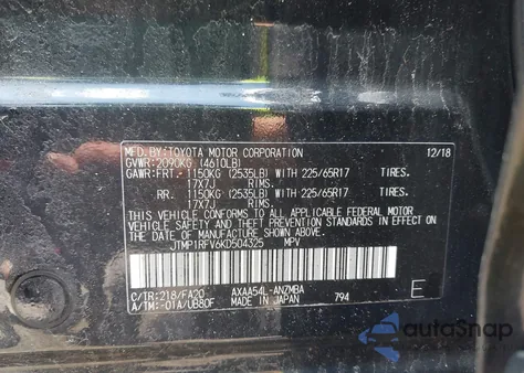 2019 Toyota Rav4 Xle z USA, uszkodzony, nr VIN JTMP1RFV6KD504325